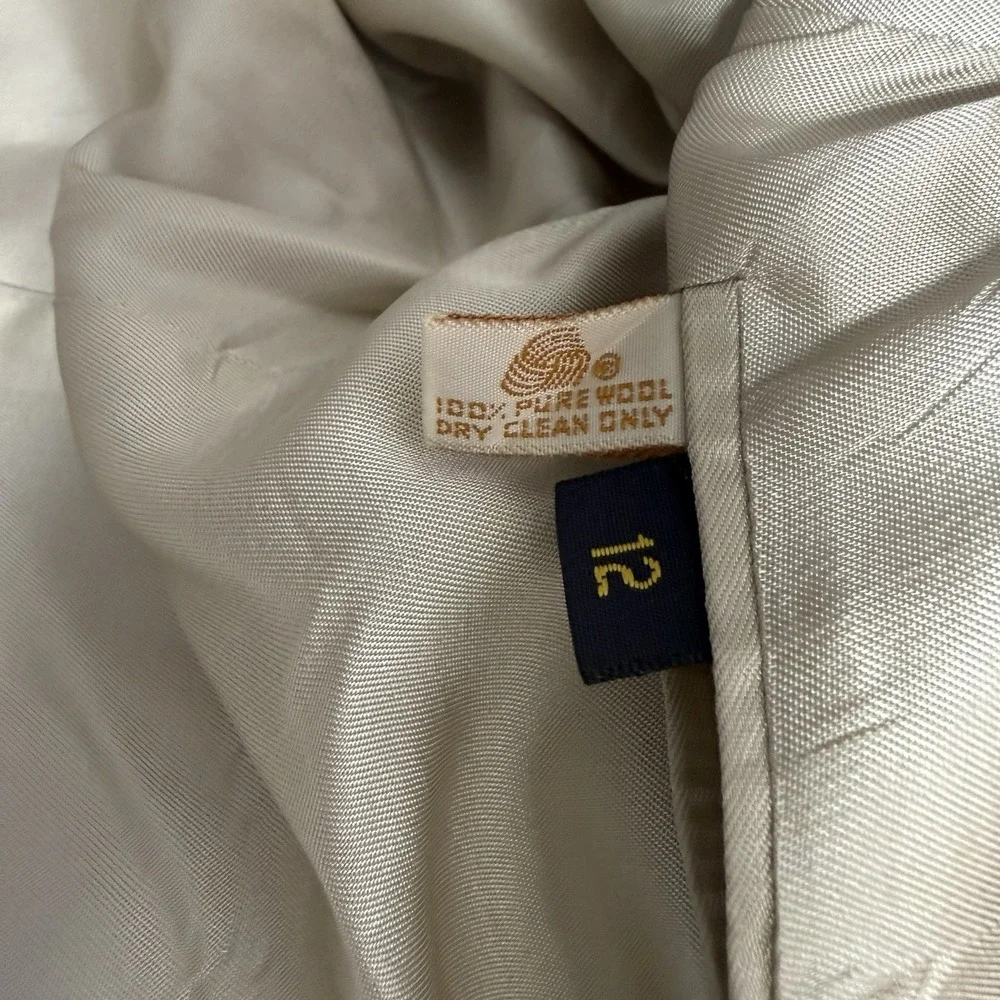 Vintage Brooks Brothers 100% Wool Skirt Suit Women 12 Red Gold Button USA